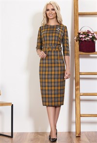 Платье Bazalini 3490 горчица клетка 444647337